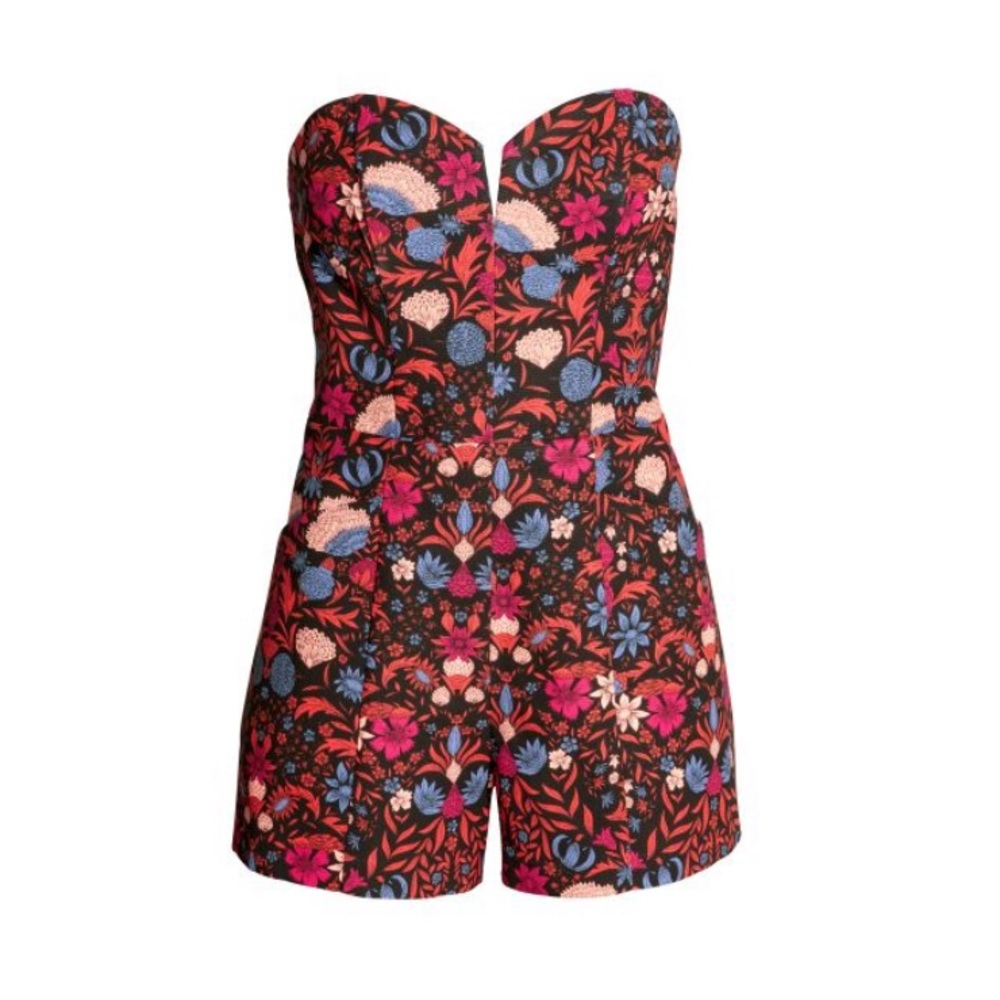 H&M Floral Strapless Romper